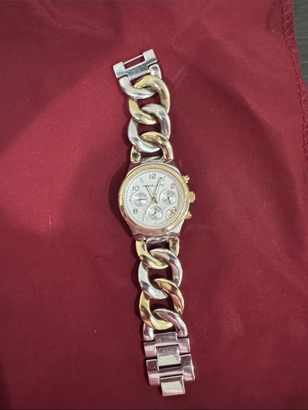 Michael Kors Two-Tone Gold and Silver Chain Bracelet Watch